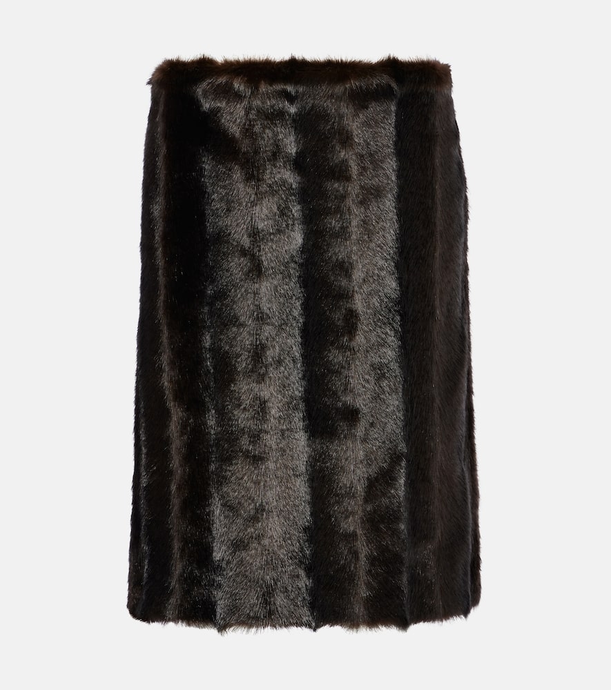 Faux fur midi skirt