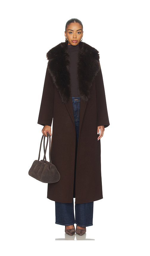 LoveShackFancy Kenzia Coat in Chocolate. M. Also in XXS, XS