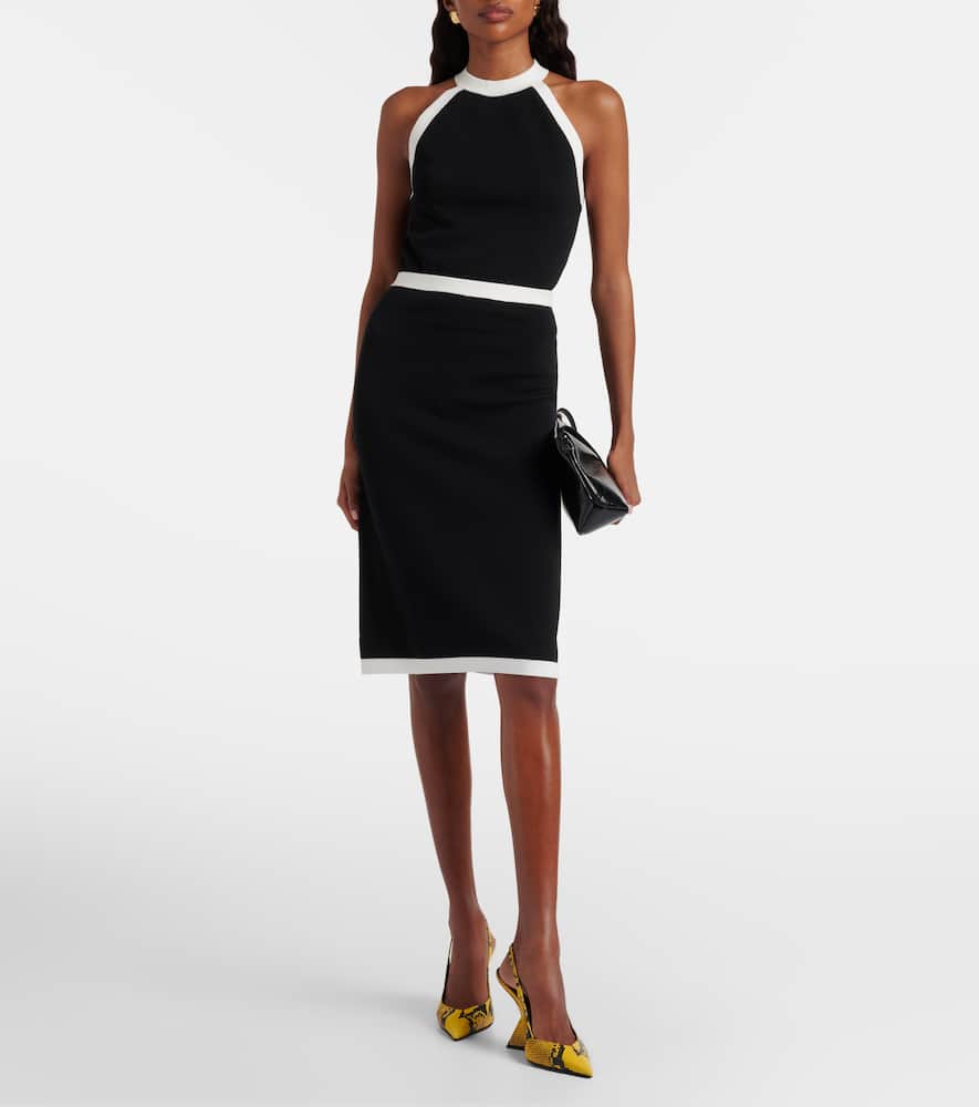 Ribbed-knit halterneck top