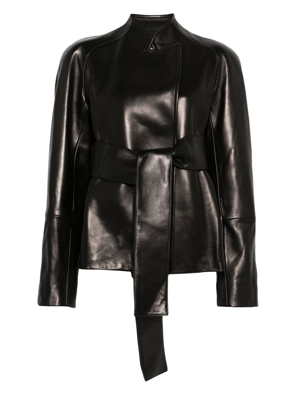 Leather belted jacket - Black