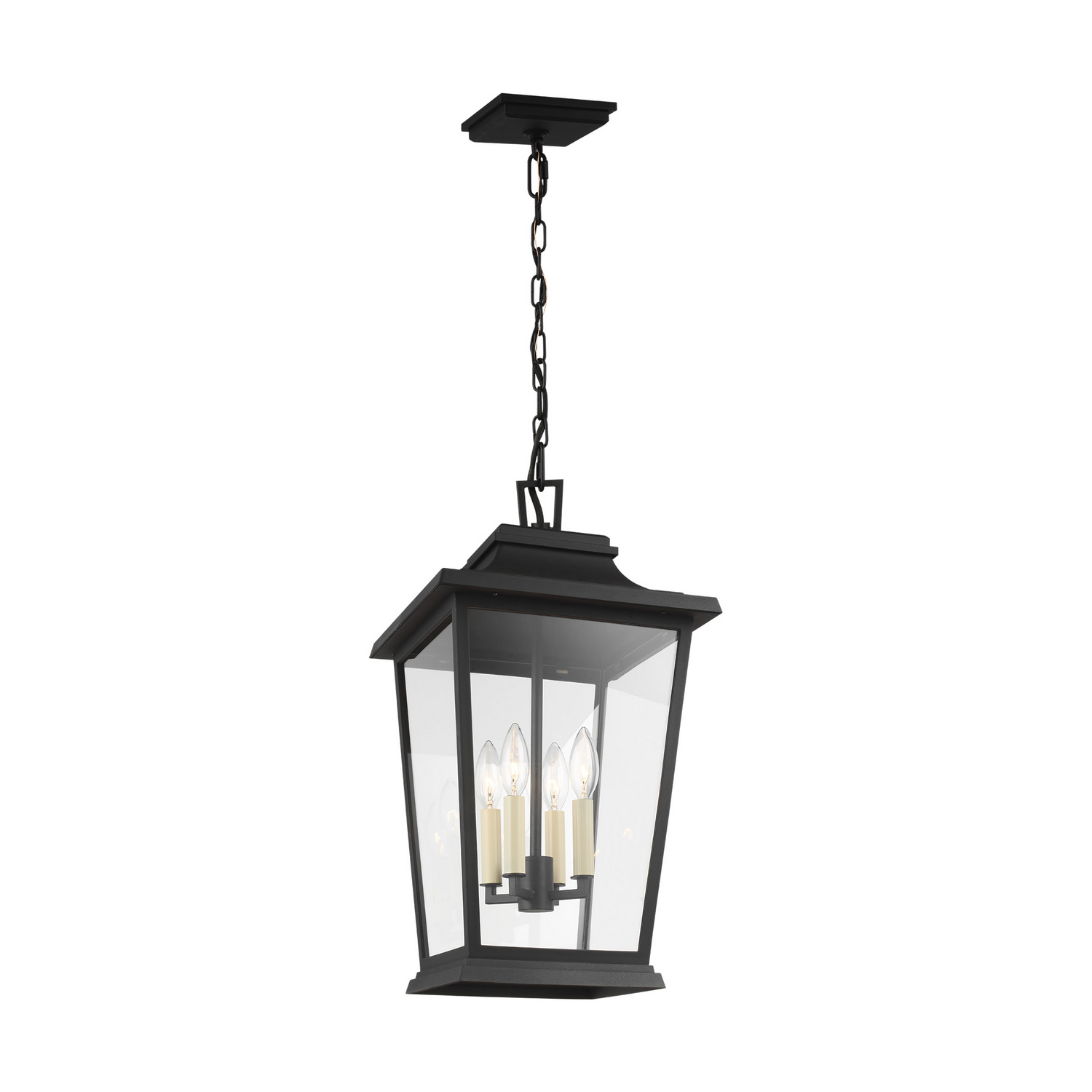 Visual Comfort Studio Warren 4-Light Outdoor Hanging Light in Textured Black by Sean Lavin