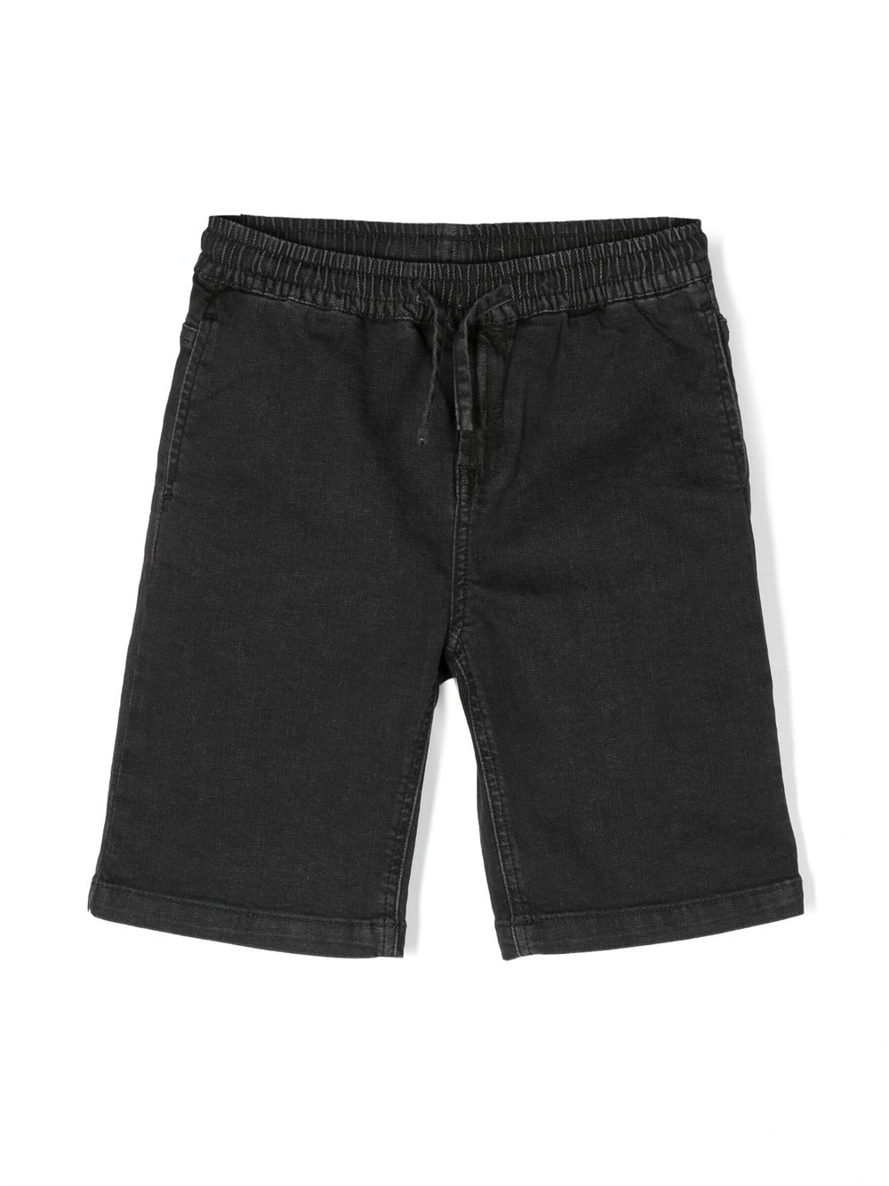 Drawstring-waist cotton shorts - Black