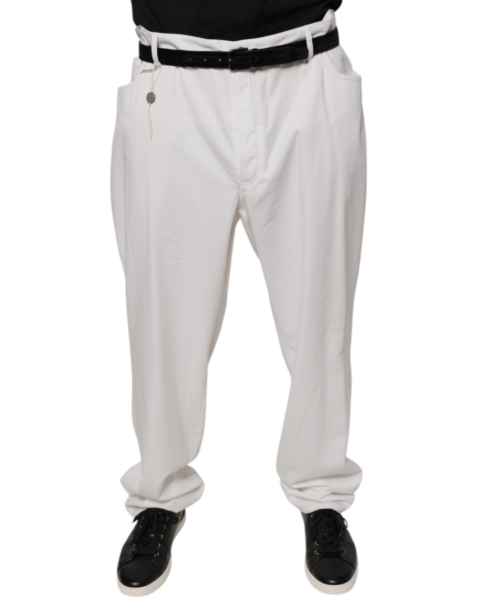 Cotton Tapered Trousers — White