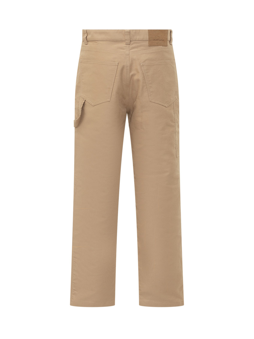 Beige Straight Flat Front Pants