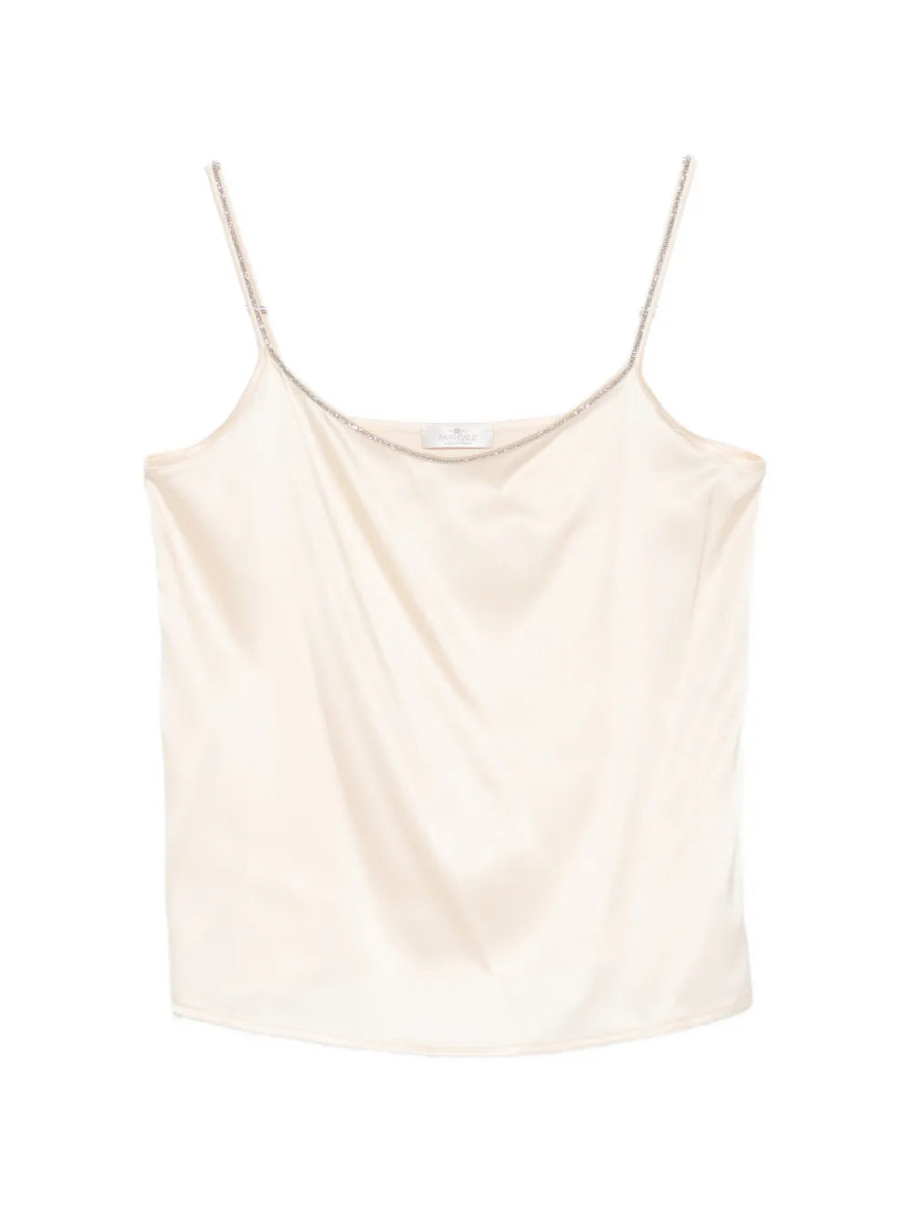 Embellished Spaghetti-Strap Tank Top — cream