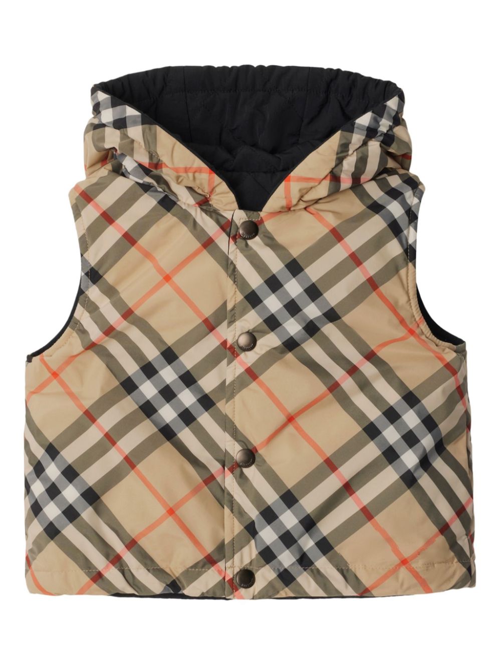 Reversible check-print gilet - Neutrals