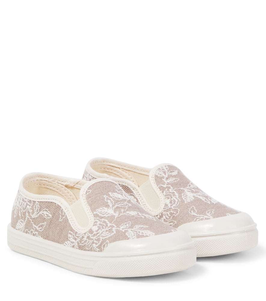 PèPè Floral embroidered denim slip-on sneakers