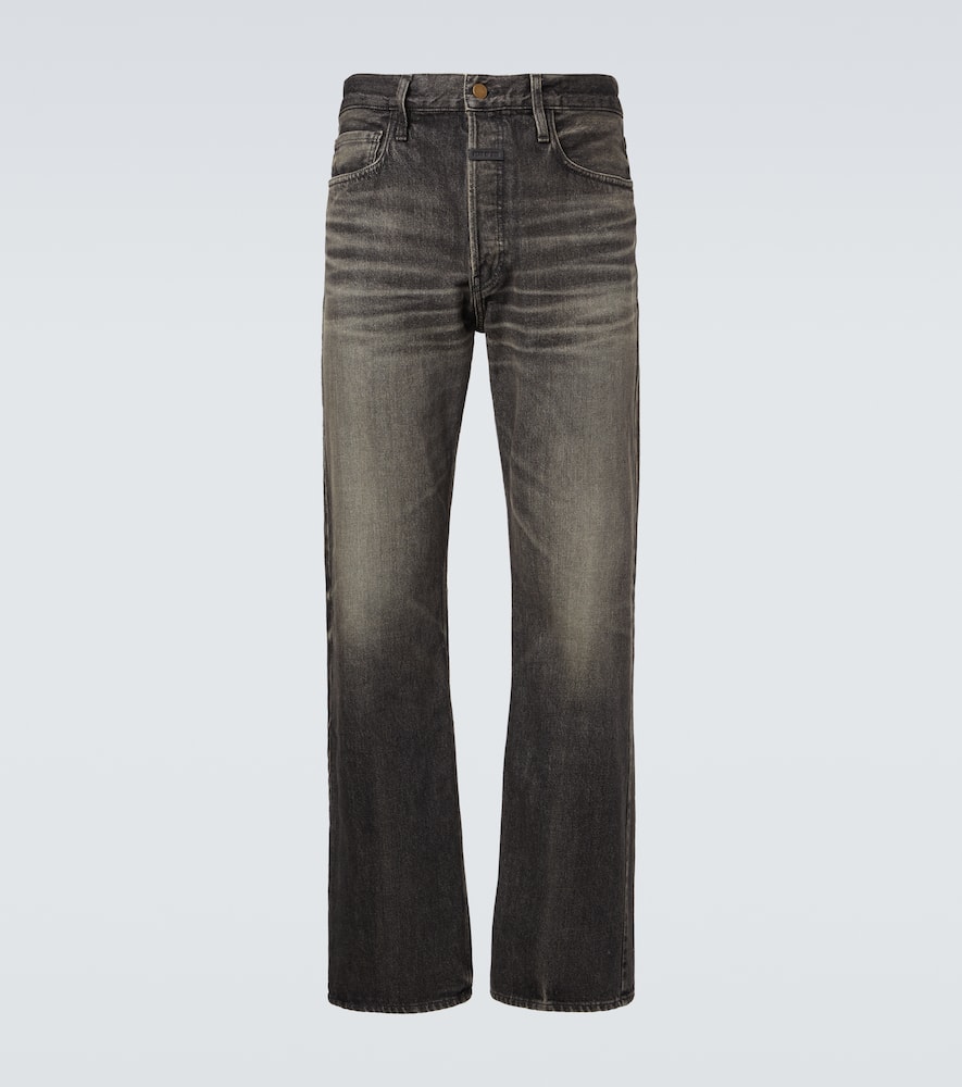 Faded mid-rise straight jeans