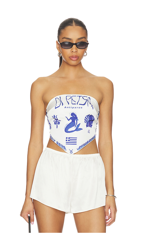 Di Petsa Gorgona Bandeau Top in White,Blue. XS. Also in S