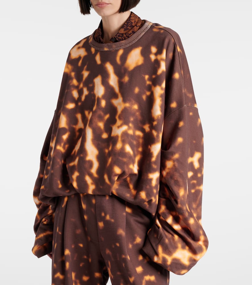 Printed gathered cotton sweatshirt