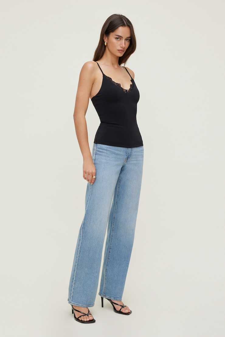 Sculpt Lace Trim Cami Top - Black - Women Clothing