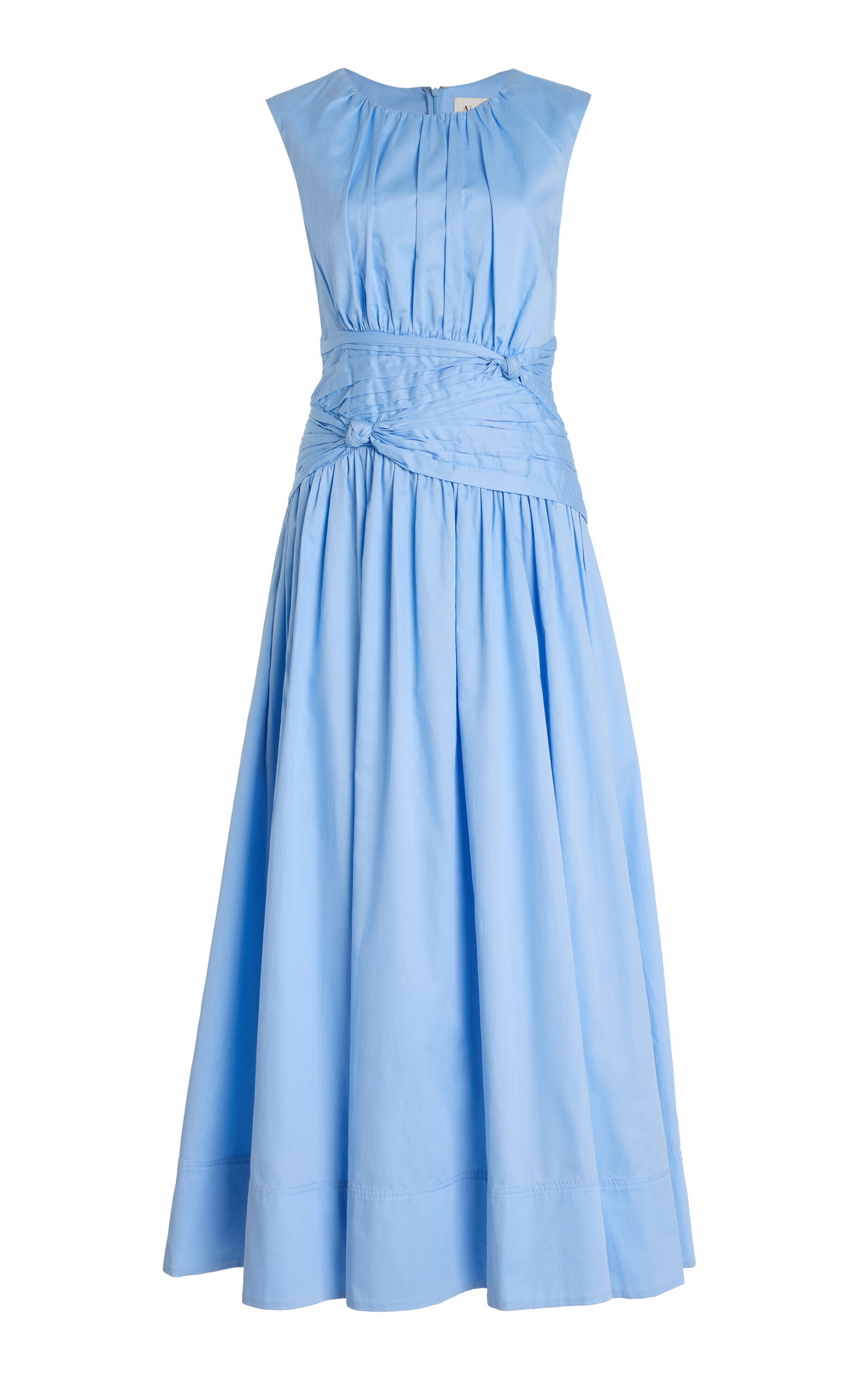 Agatha Knot-Waist Cotton Midi Dress