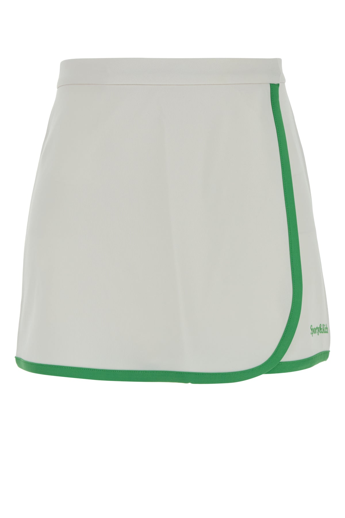 Contrast-Trim A-Line Skirt — White