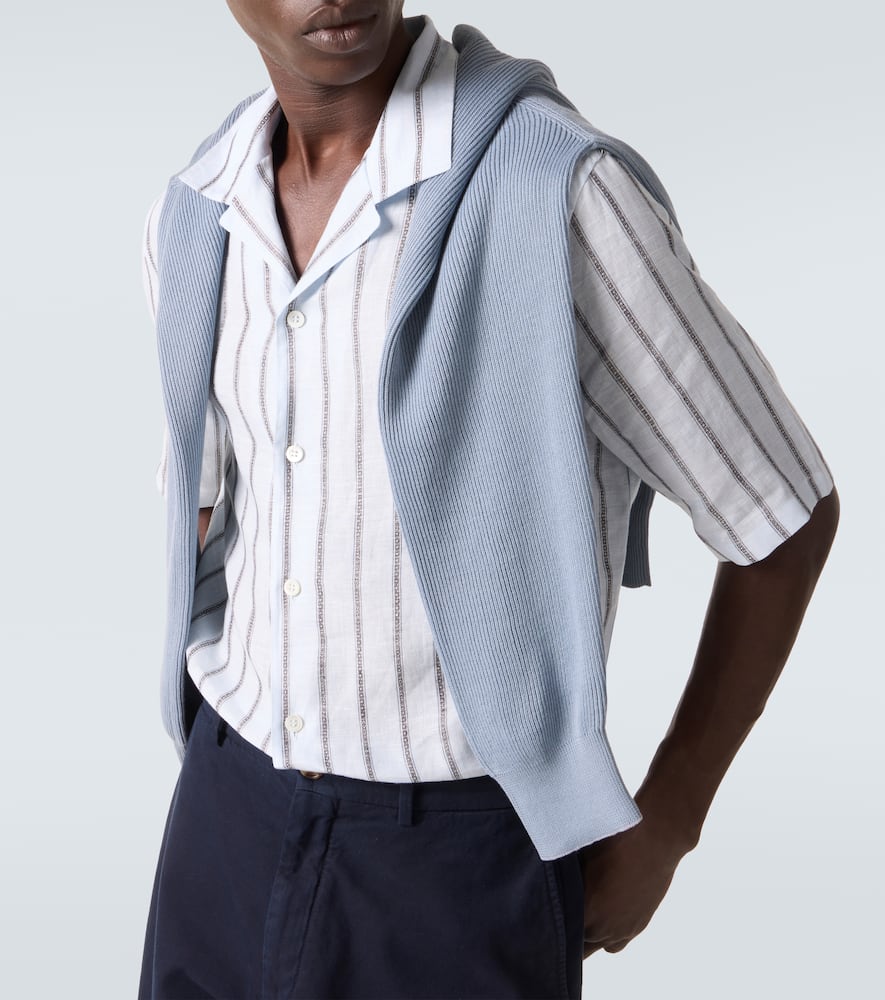 Striped linen bowling shirt