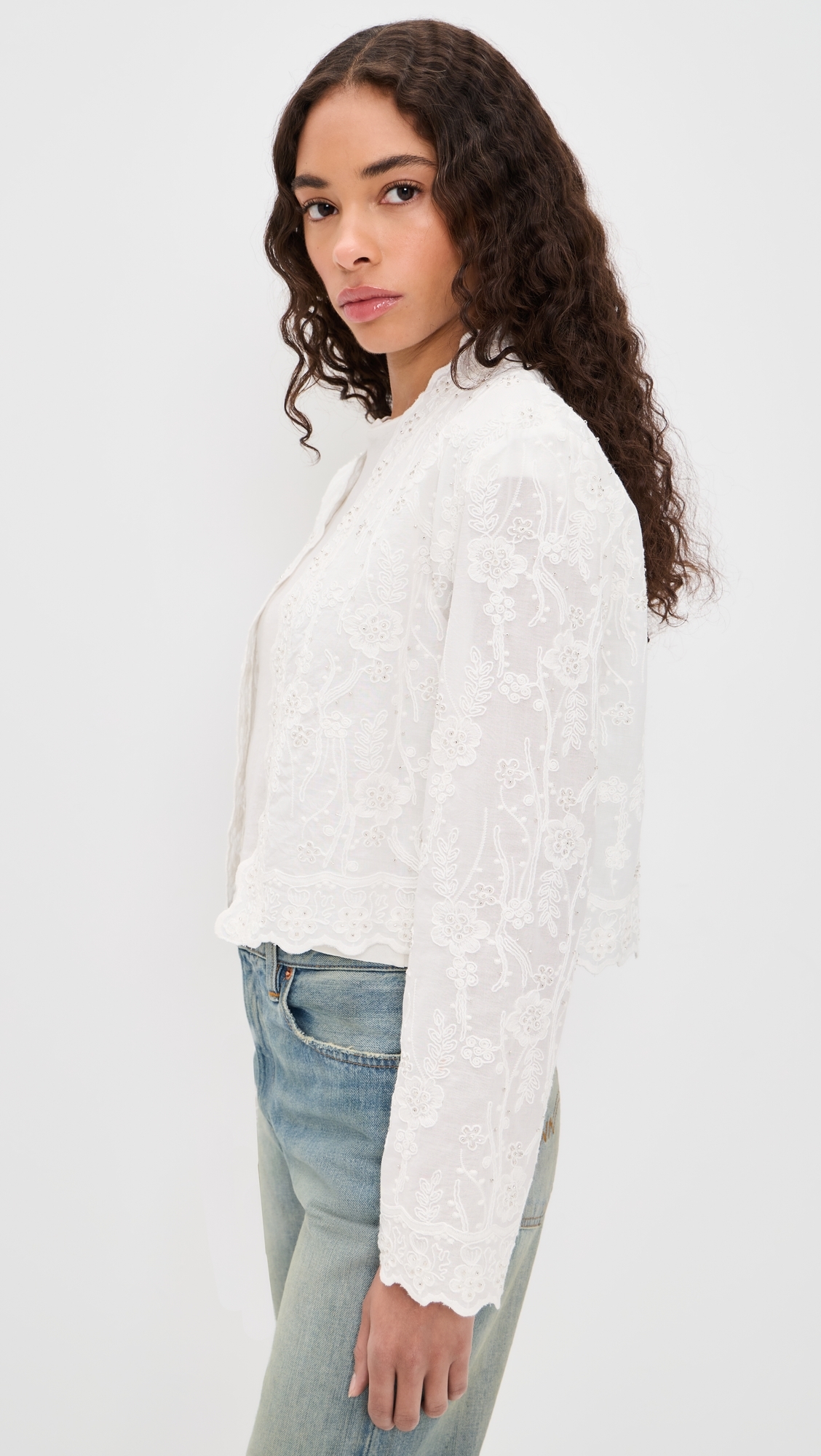 Embroidered Jacket White