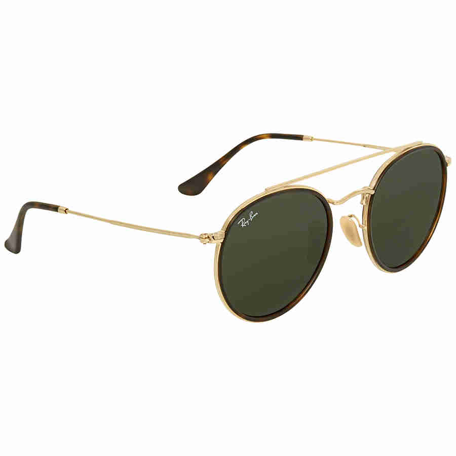 Round Double Bridge Green Classic G-15 Unisex Sunglasses RB3647N 001