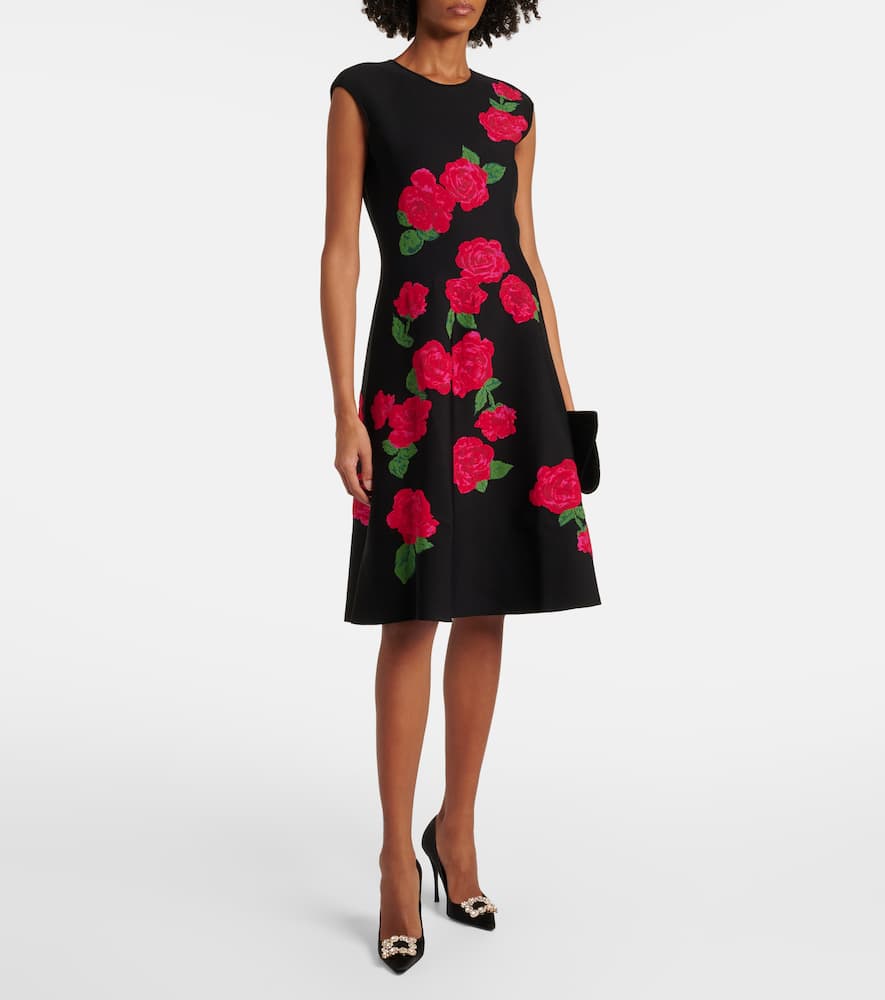 Floral jacquard midi dress