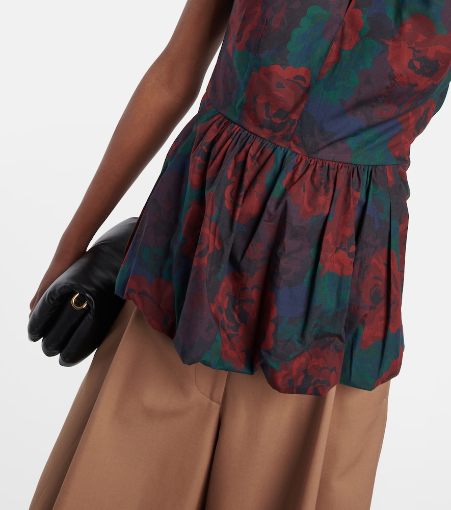 Floral peplum cotton poplin top
