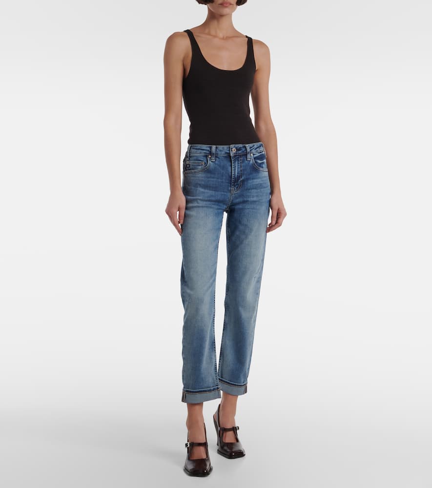 Girlfriend mid-rise straight jeans