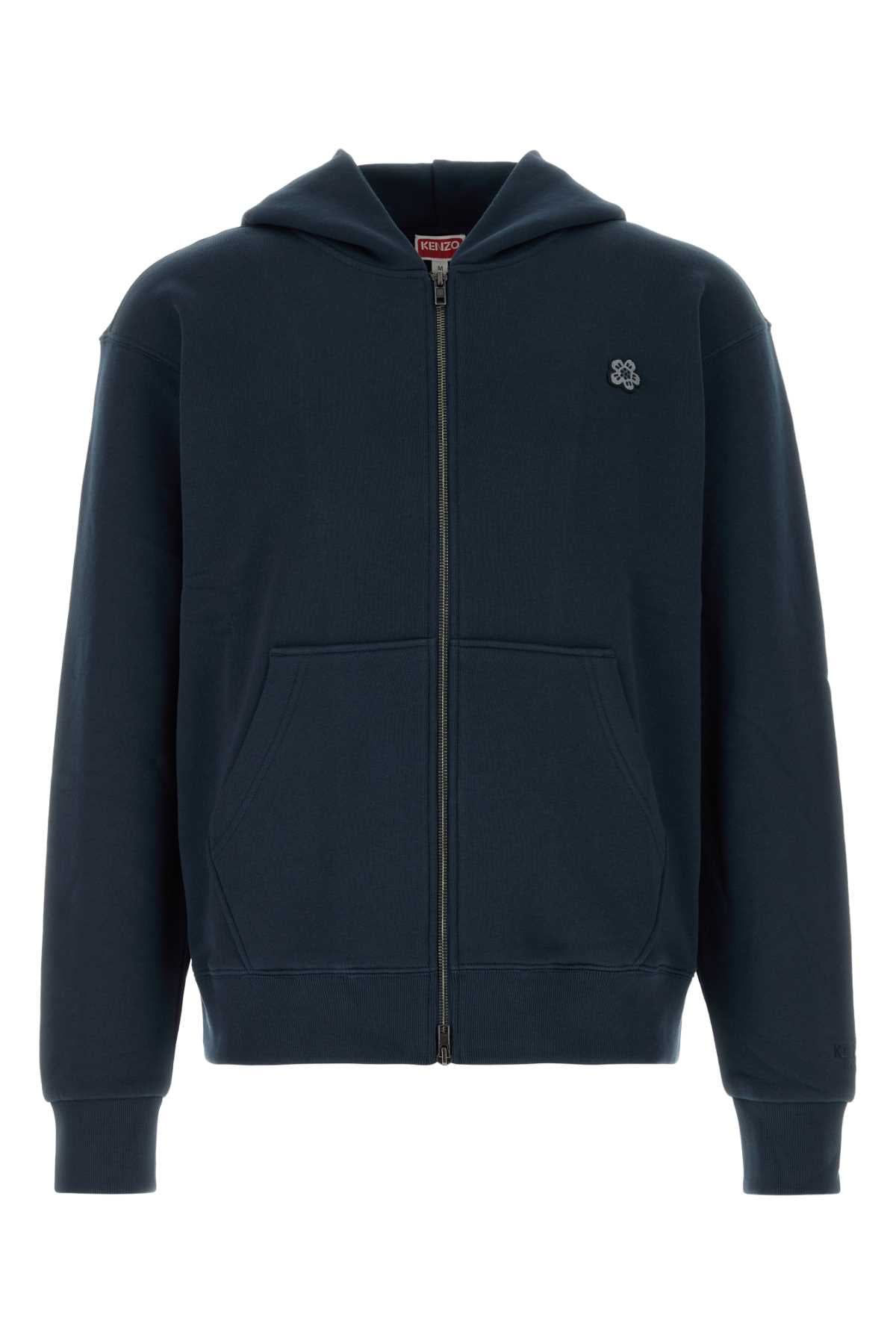 Logo-Embroidered Cotton Sweatshirt — Navy
