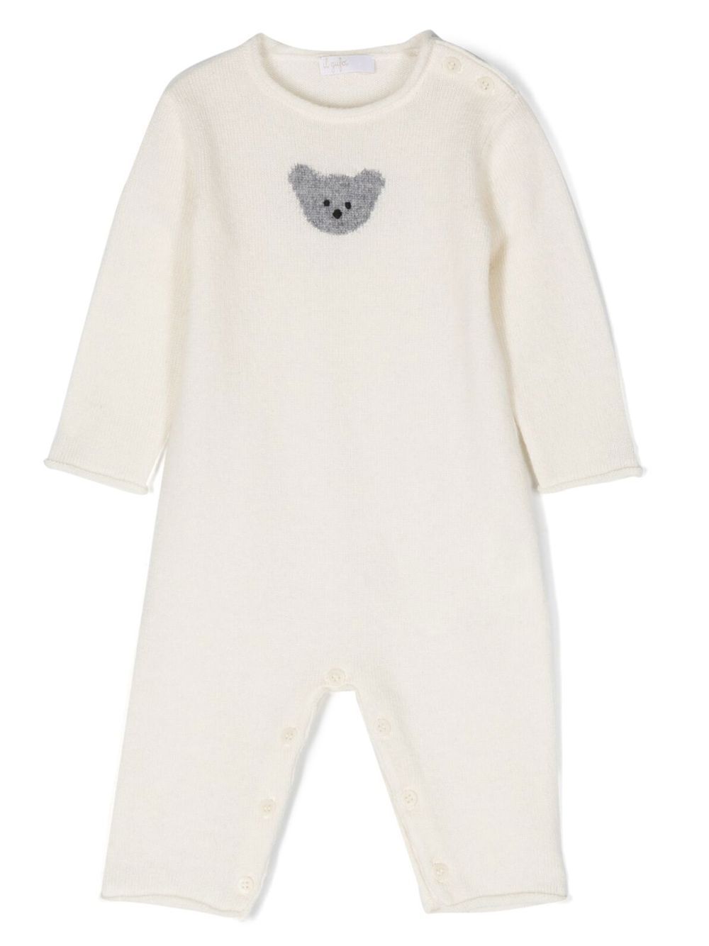 Teddy-motif cashmere romper - Neutrals