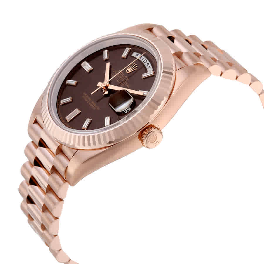 Day-Date 40 Chocolate Dial 18K Everose Gold President Automatic Mens Watch 228235CHDP