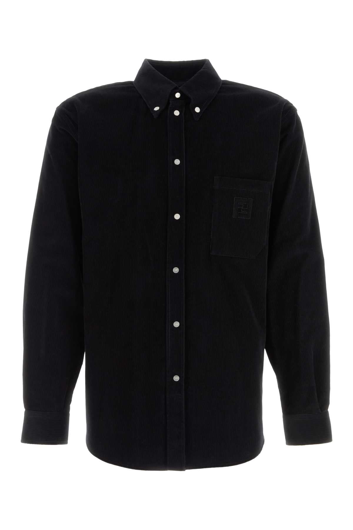 Corduroy Button-Down Shirt — Black