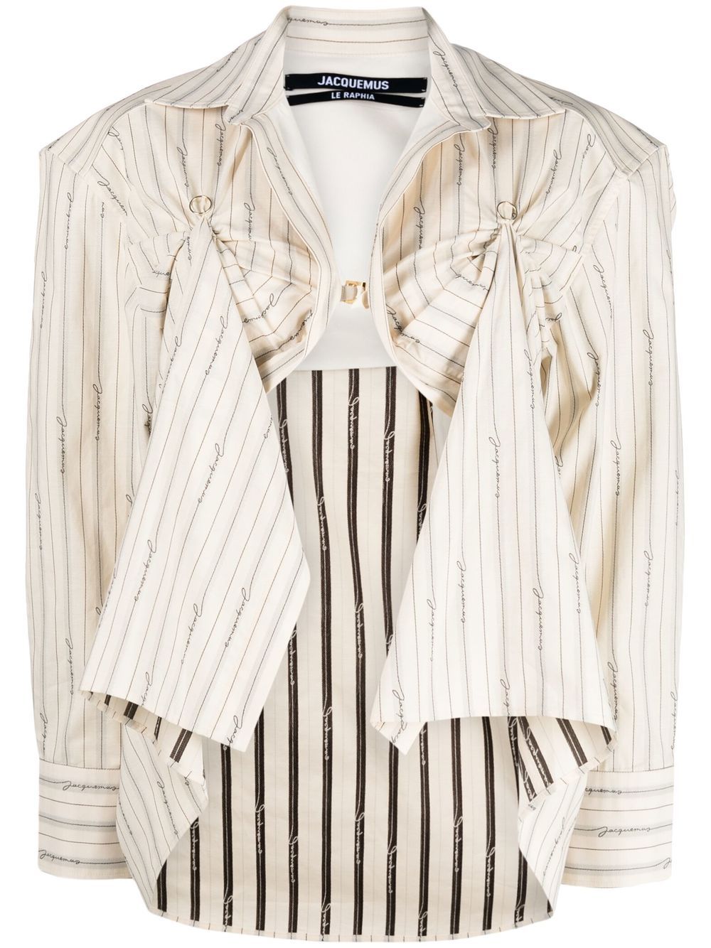 Pinstriped draped shirt - Neutrals