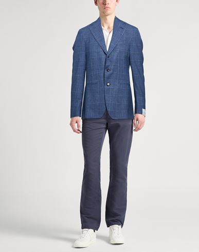 Man Blazer Blue Size 34 Wool, Silk, Linen