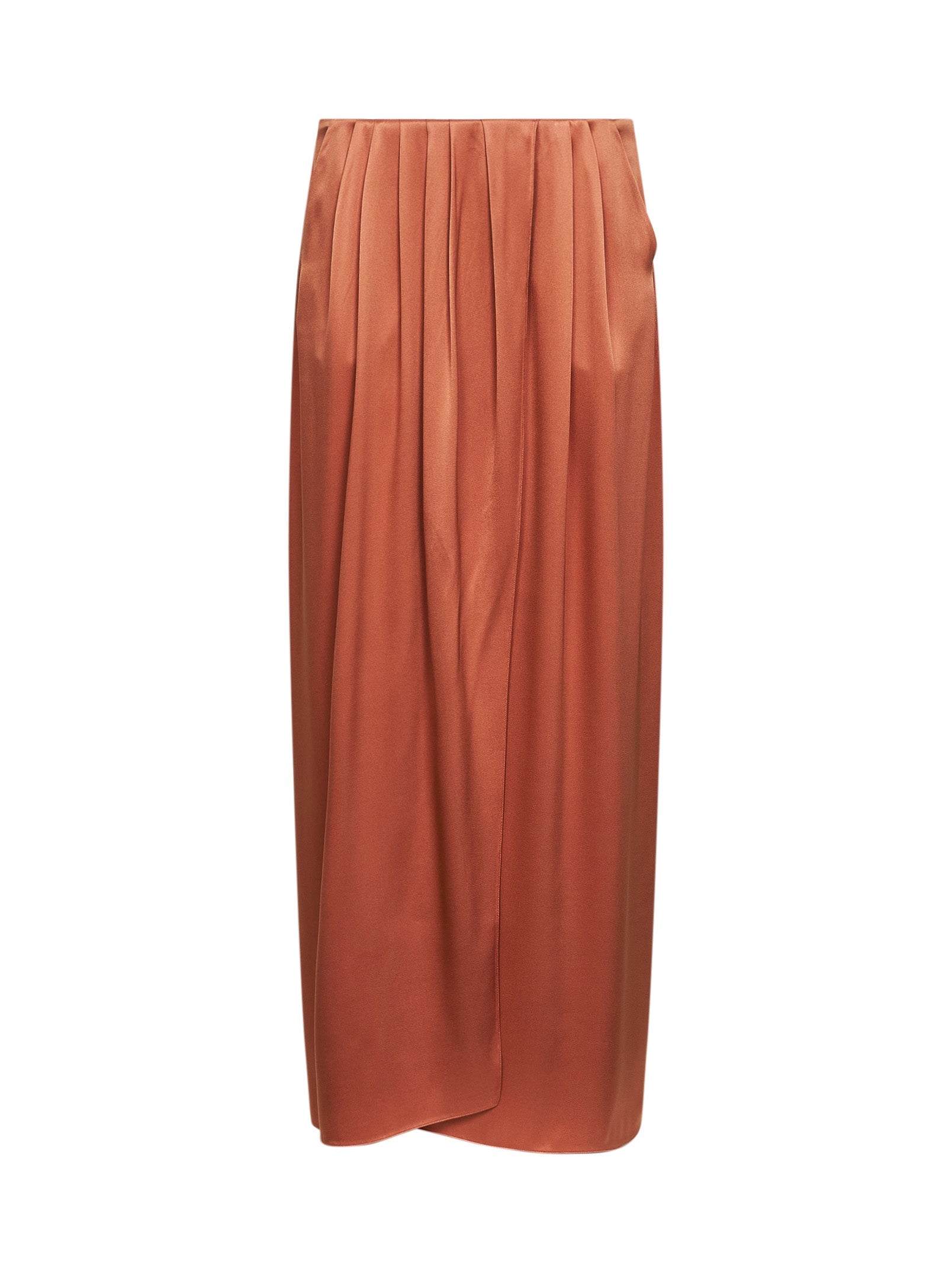 Long Wrap Silk Skirt — Orange