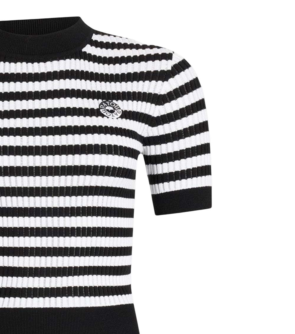 Black Stripes Mock Collar T-Shirt