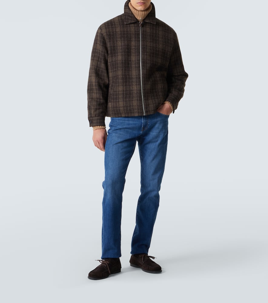 Checked virgin wool blouson jacket