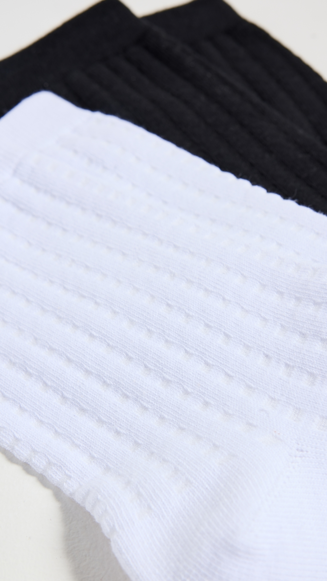 2 Pack Waffle Knit Socks Black/Ivory One Size