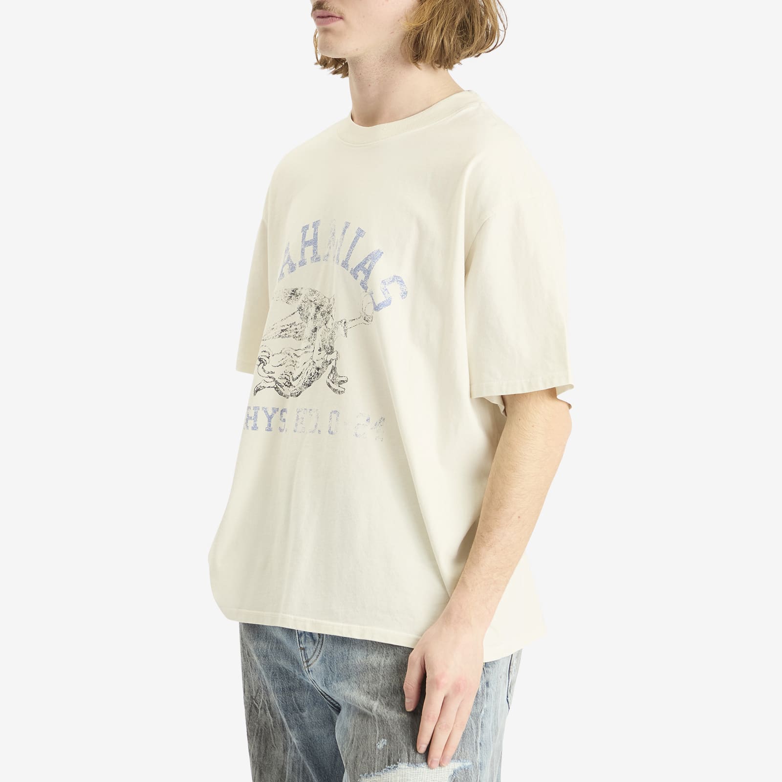 Nahmias Men's Phys. Ed. Boxy T-Shirt in Egg White Jersey