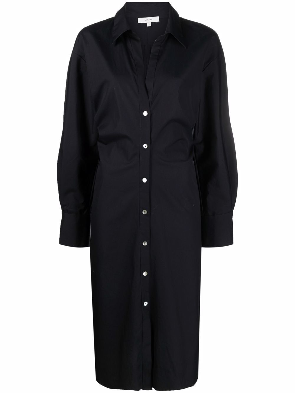 Pointed-collar cotton shirt dress - Blue