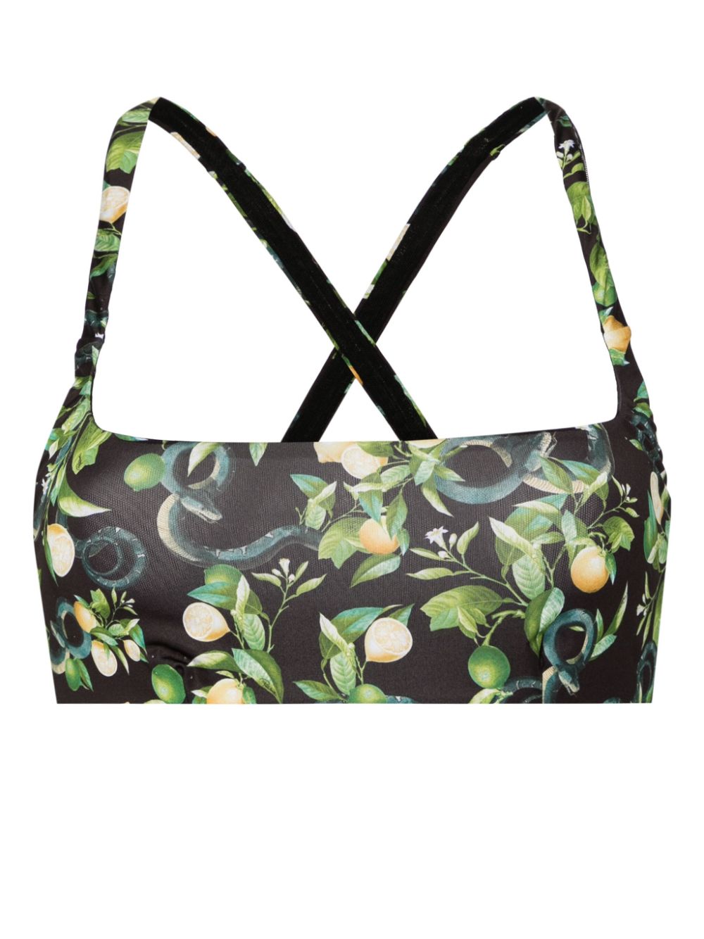 Lemon-print bikini top - Black