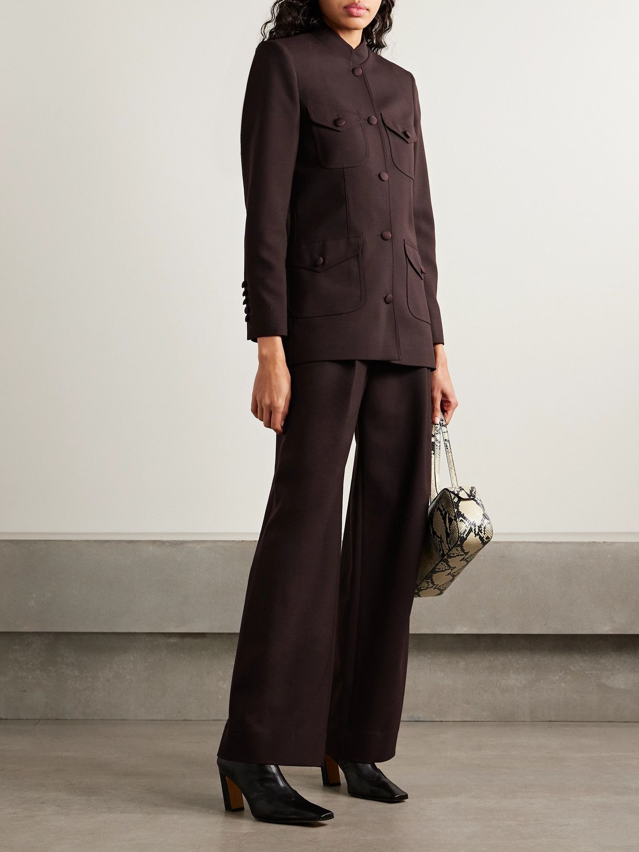 Annie Pleated Woven Wide-leg Pants - Purple