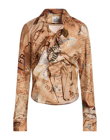 Woman Shirt Camel Size 2 Cotton
