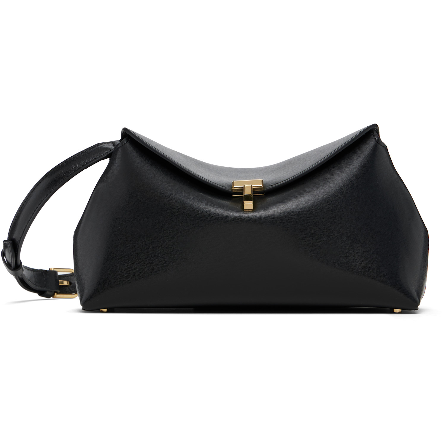 Black T-Lock Leather Clutch