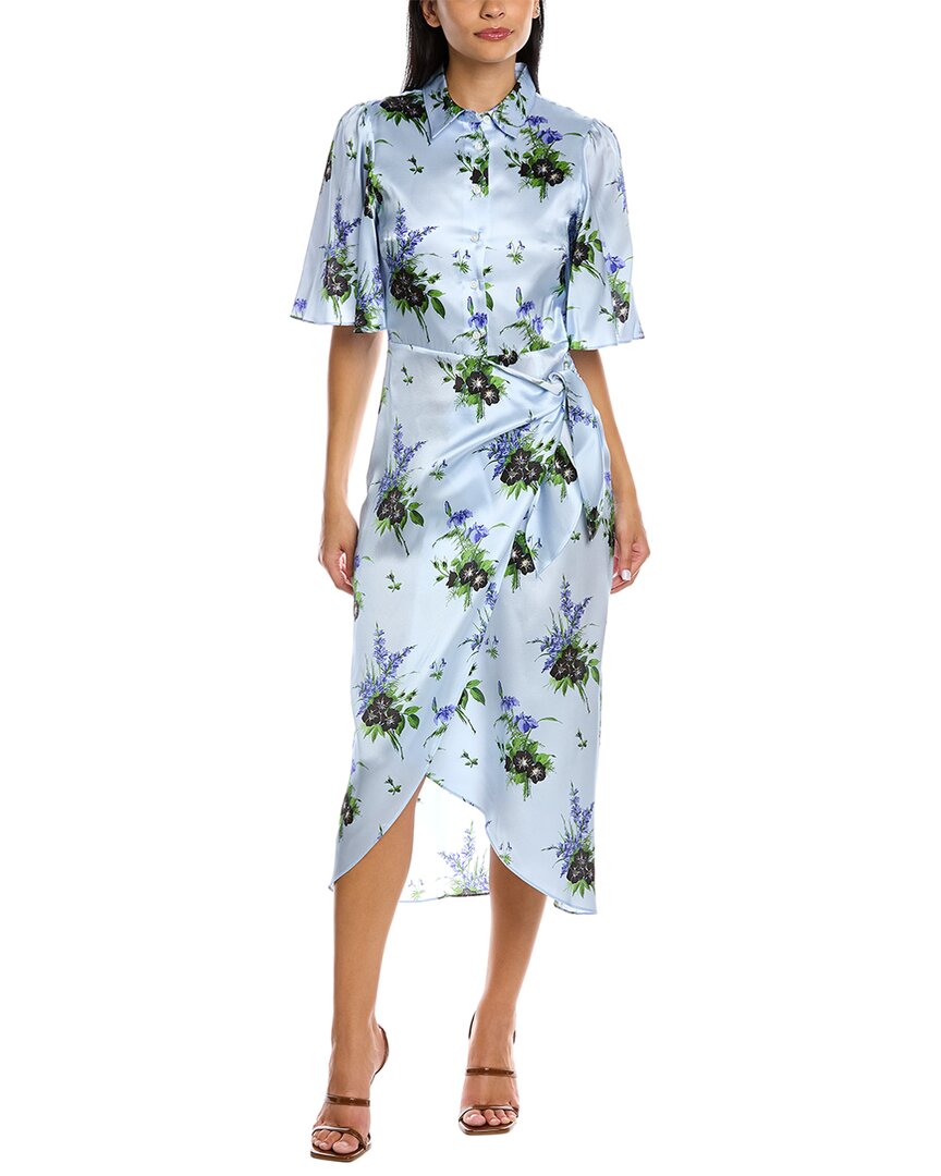 Les Reveries Flutter Sleeve Silk Midi Dress