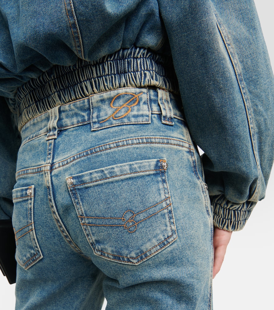 Low-rise denim cargo pants
