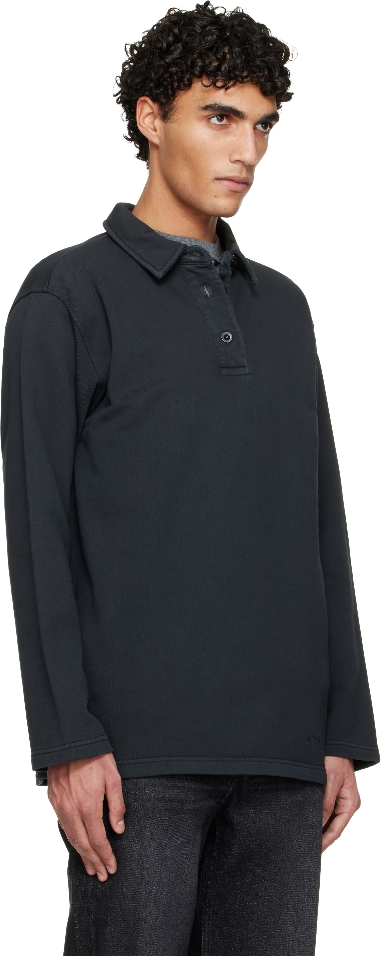 Black Long-Sleeve Polo