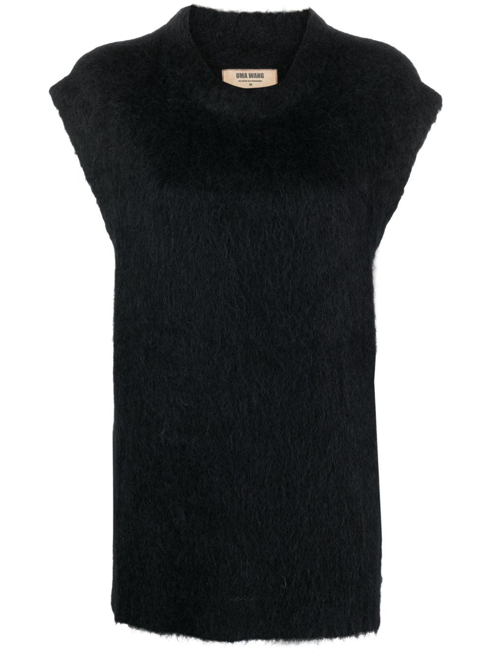 Brushed-effect knitted vest - Black