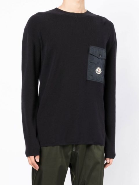 Pocket-detail crew neck jumper
