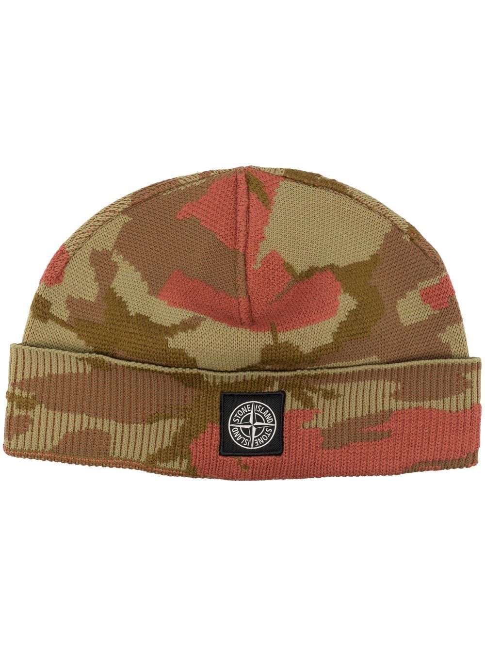 Camouflage-print knitted beanie - Grey