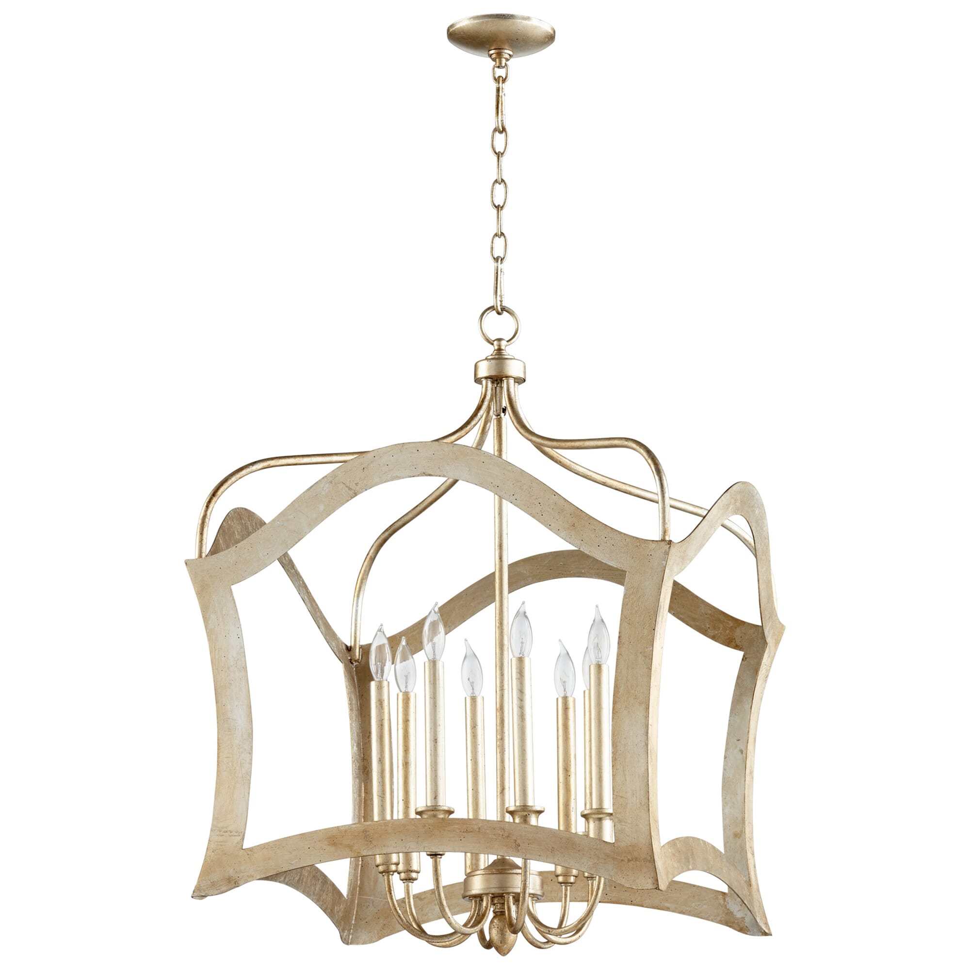 Milan 8-Light 24" Pendant Light in Aged Silver Leaf