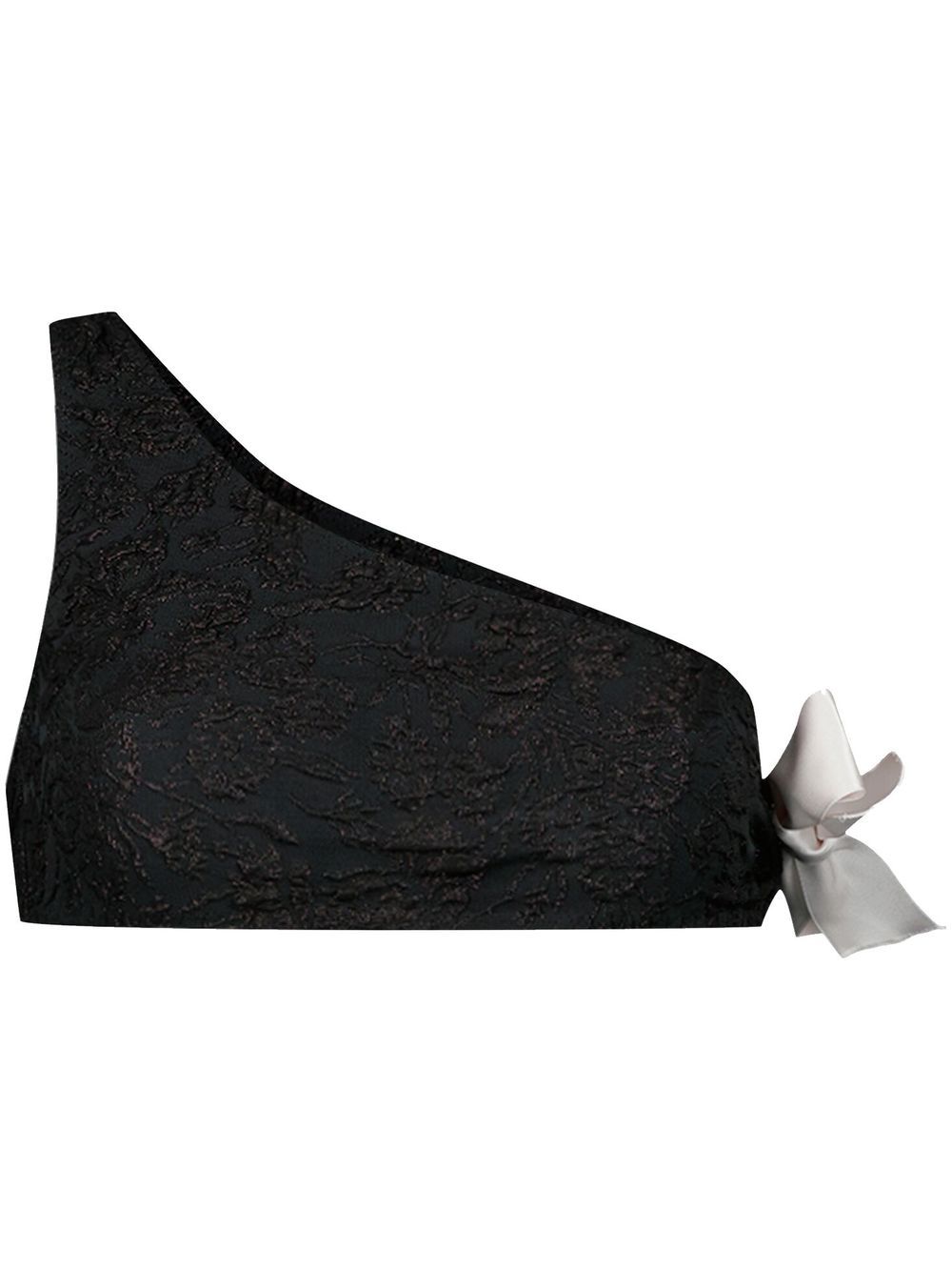 One-shoulder bow-detail bikini - Black