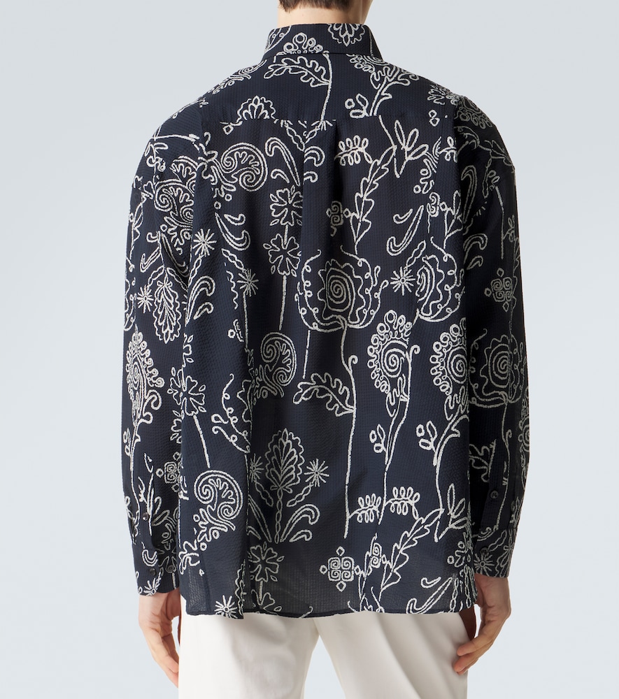Printed cotton seersucker shirt