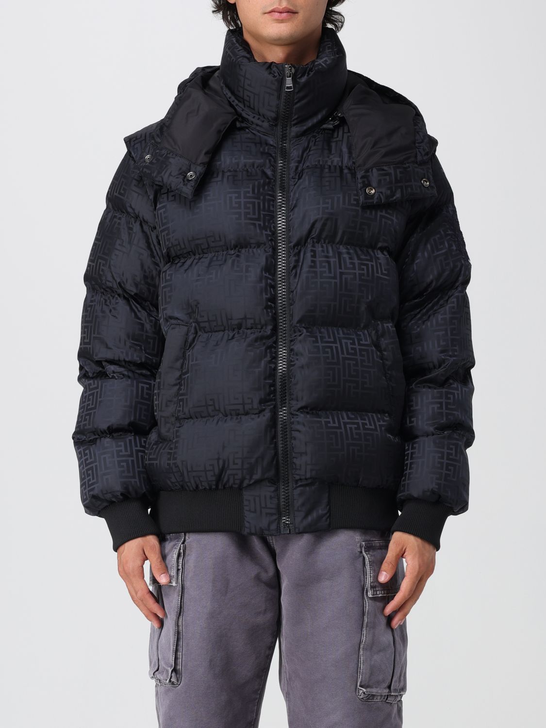 Monogram-jacquard padded jacket - Black