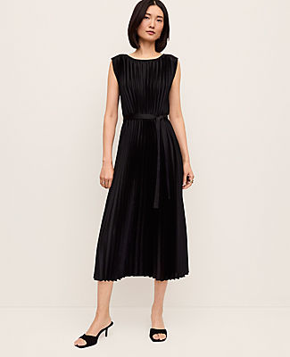 Ann Taylor Pleated Satin Midi Dress